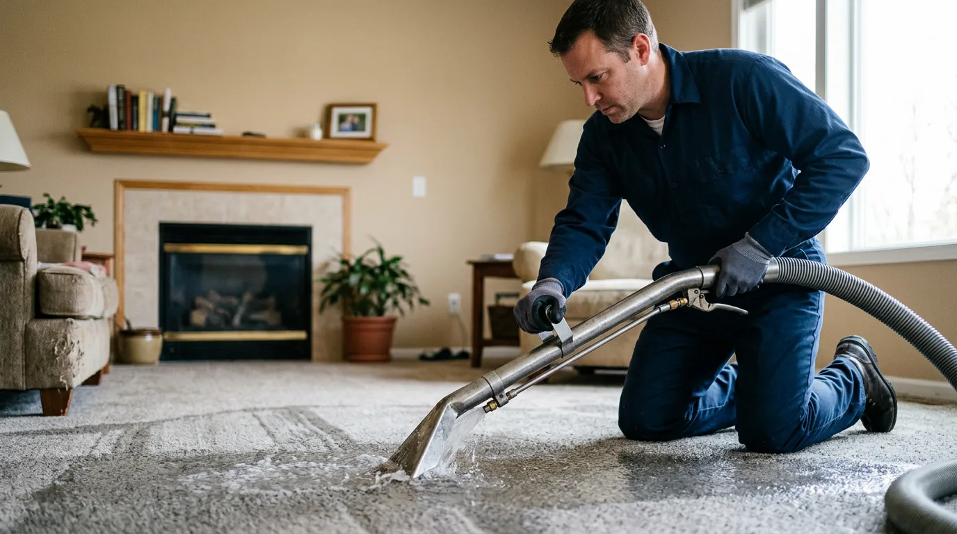 Water damage restoration technician working near Winnsboro, SC